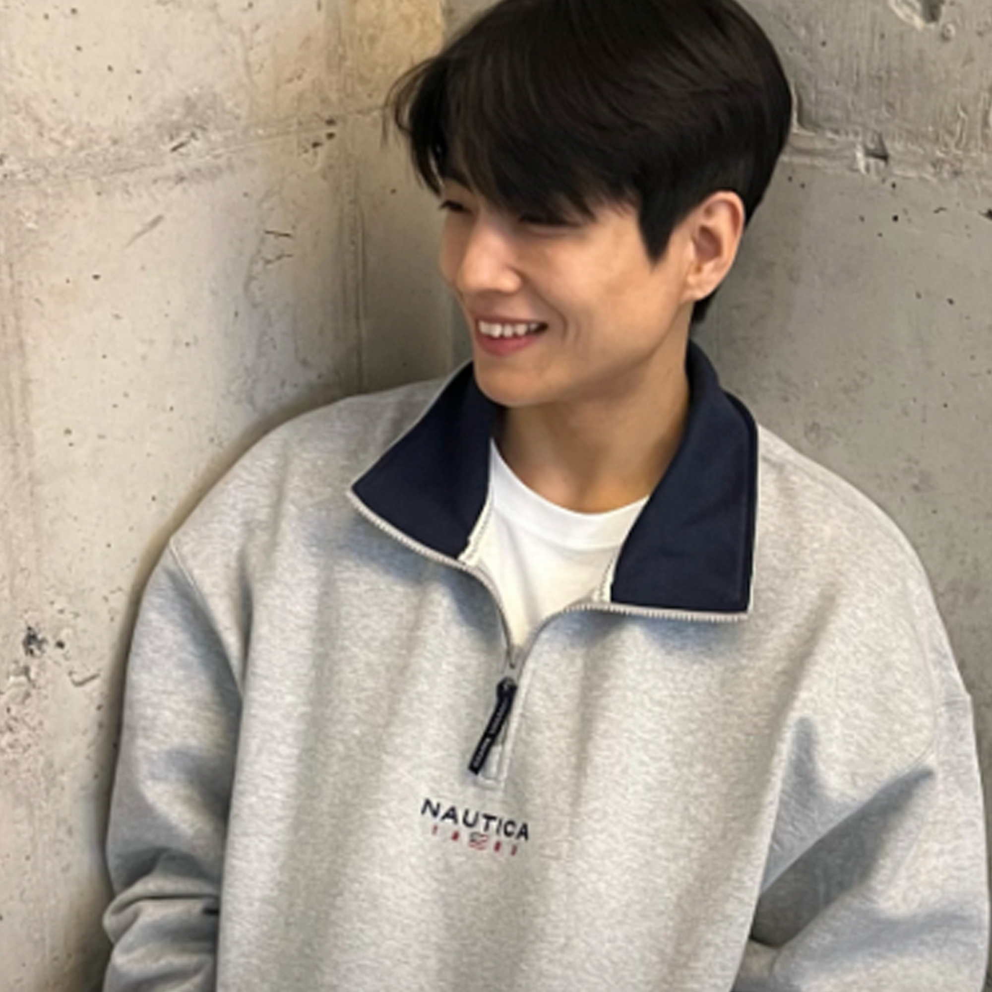 Nautica Korea 83Flag Half-Zip Sweatshirt Melange Grey