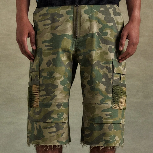 Andersson Bell Depot Camouflage Cargo Shorts Khaki APA808M