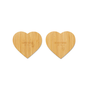 Human Made Heart Bamboo Coaster Set 2P Beige HM29GD084