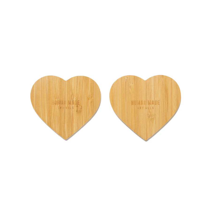 Human Made Heart Bamboo Coaster Set 2P Beige HM29GD084