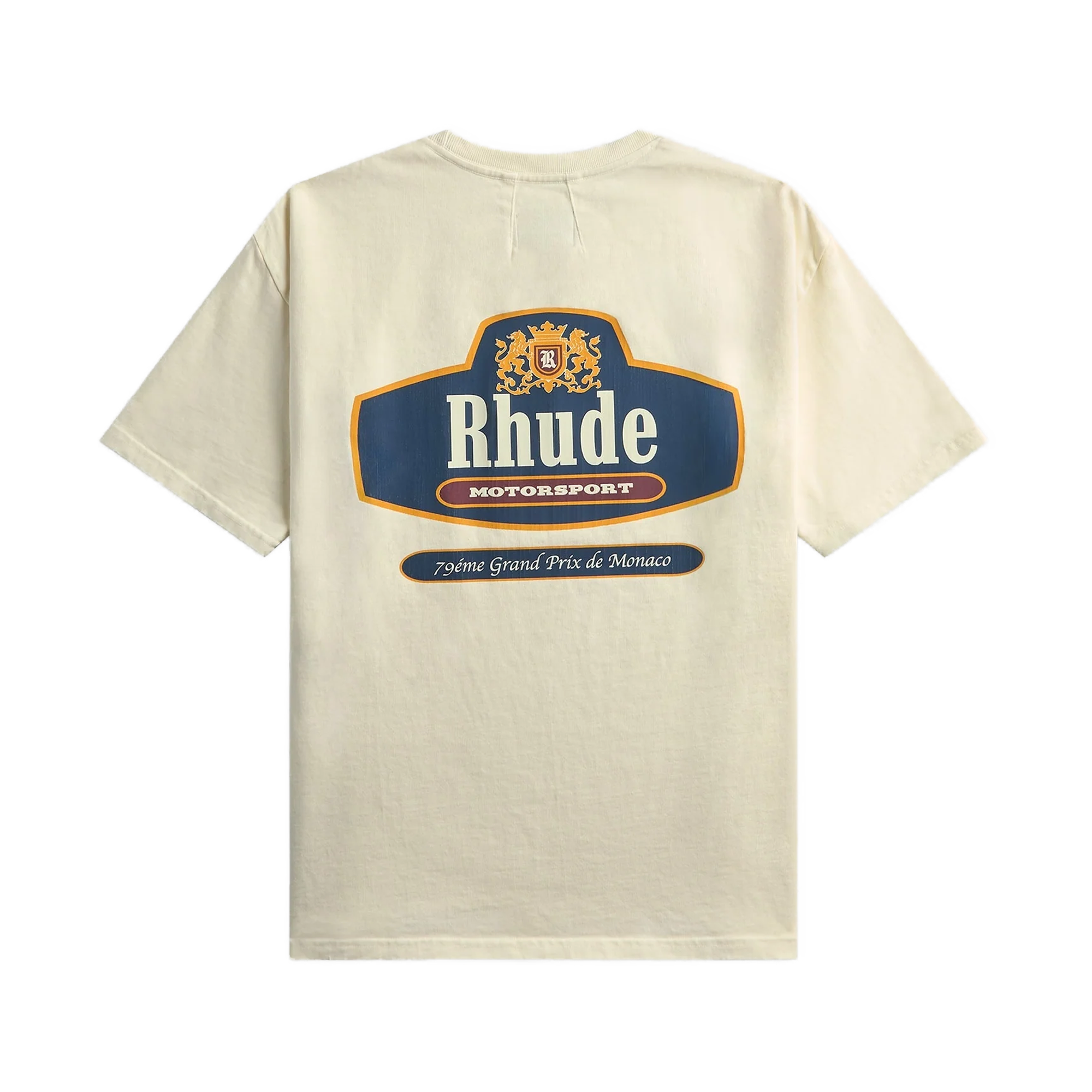 R H U D E Racing Crest T-Shirt Vintage White/ Navy