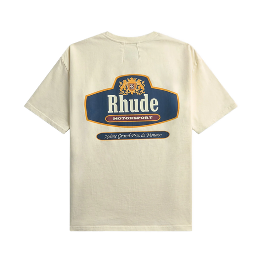 R H U D E Racing Crest T-Shirt Vintage White/ Navy