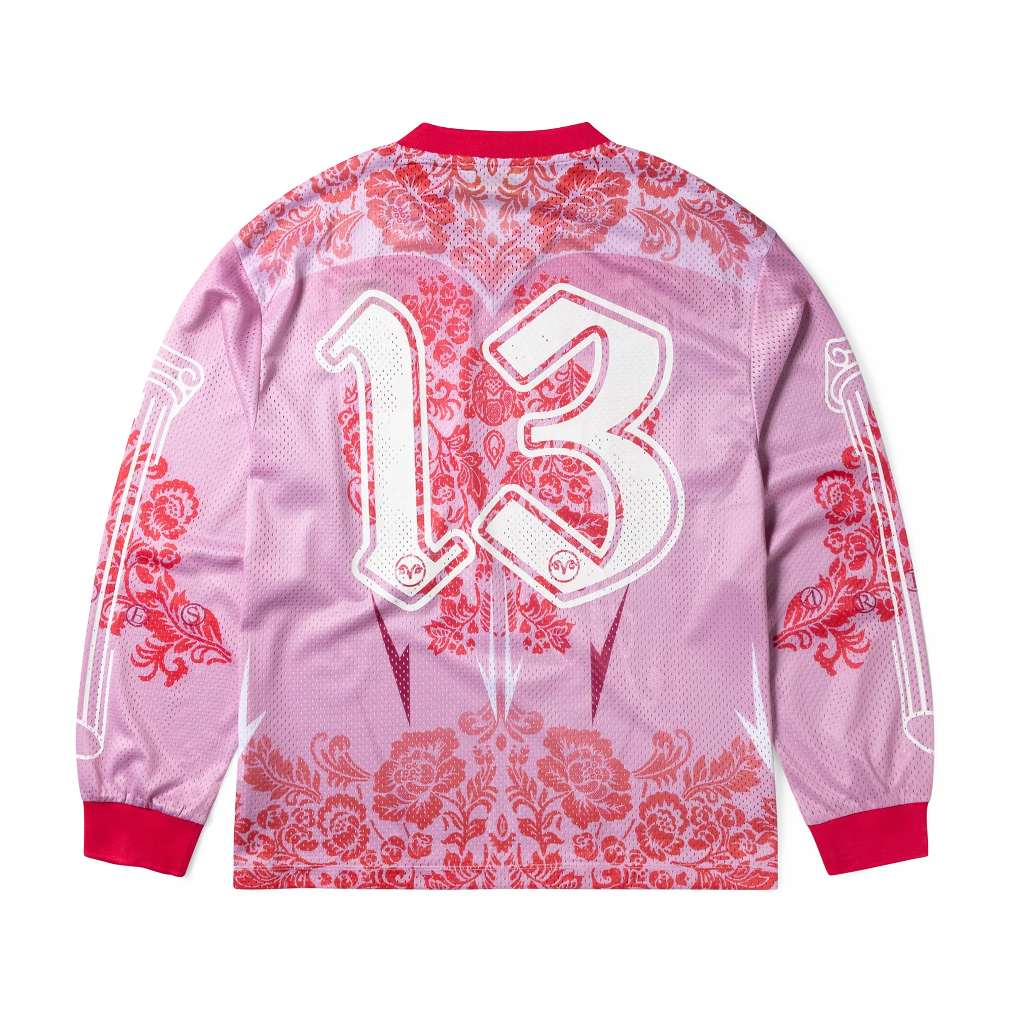 Aries Graphic Gothic Lace Airtex Long Sleeve T-Shirt Pink