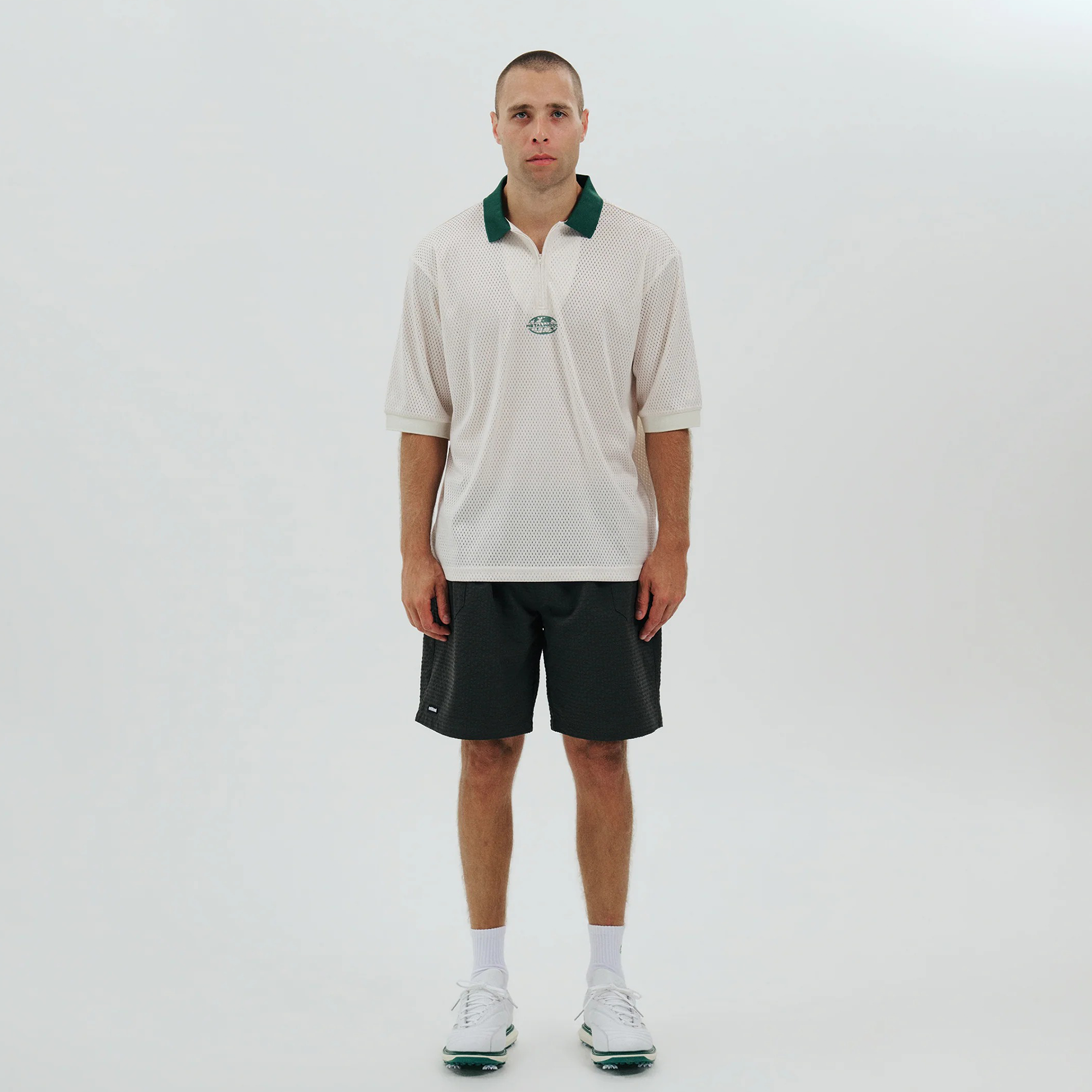 Metalwood Quarter Zip Jersey Polo Natural