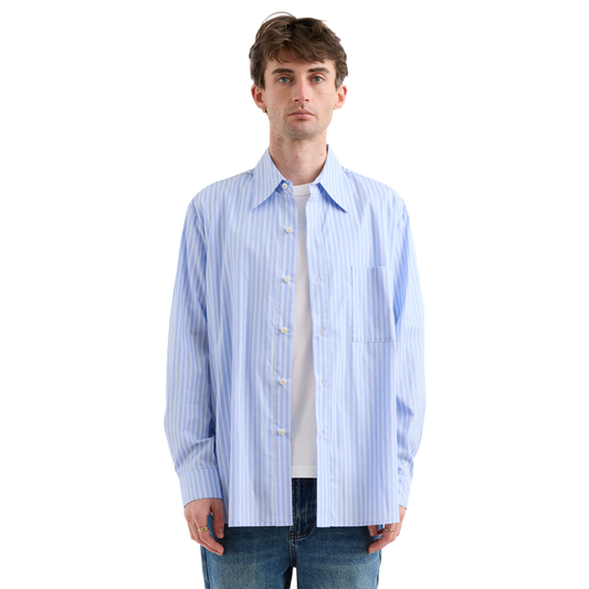 Pseushi Long Sleeve Evening Shirt Blue Stripe