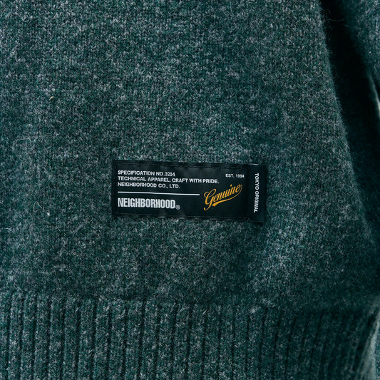 Neighborhood Plain Crewneck Sweater Green 252FUNH-KNM03