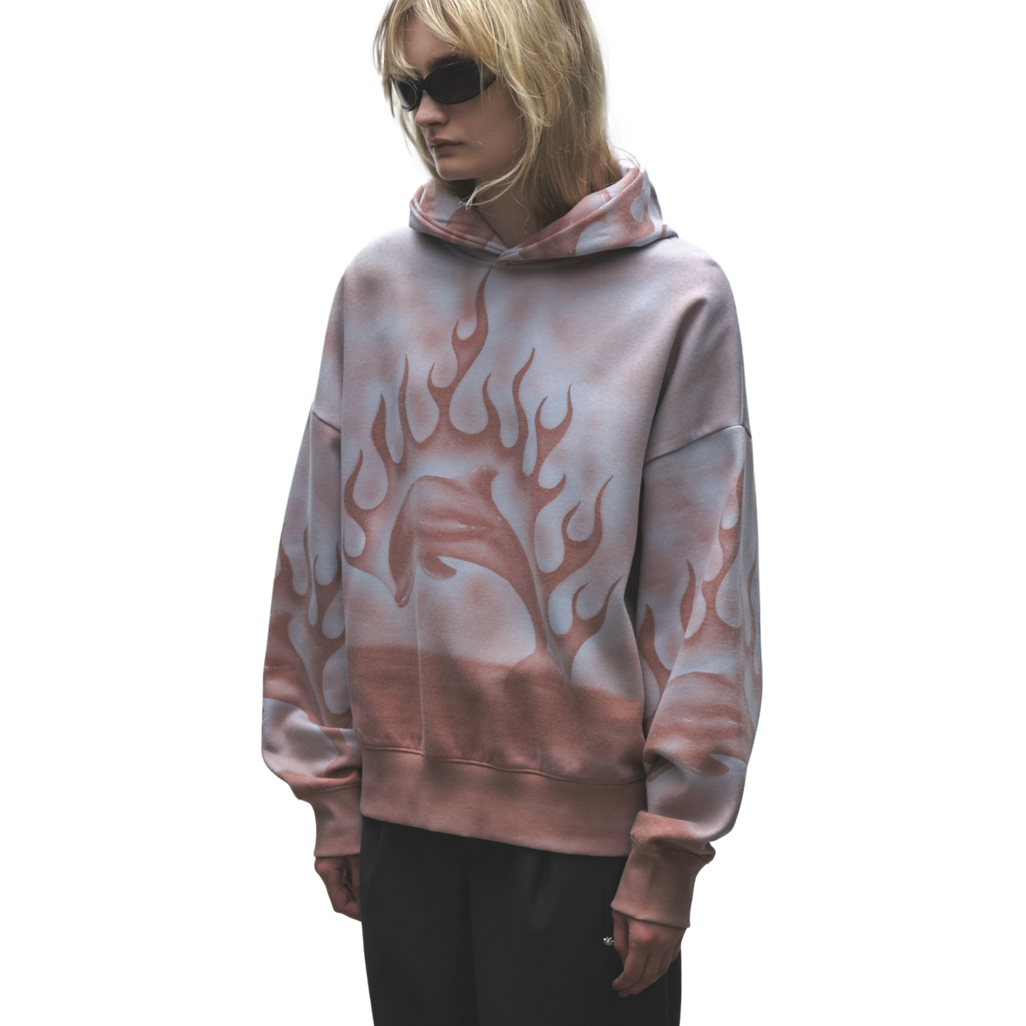Jungles Jungles Flaming Dolphin Airbrush Hoodie Faded Red