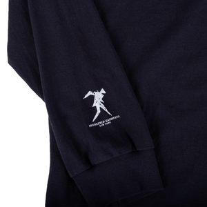 Engineered Garments Printed Cross Crew Neck LS T-Shirt B Navy - Graphic