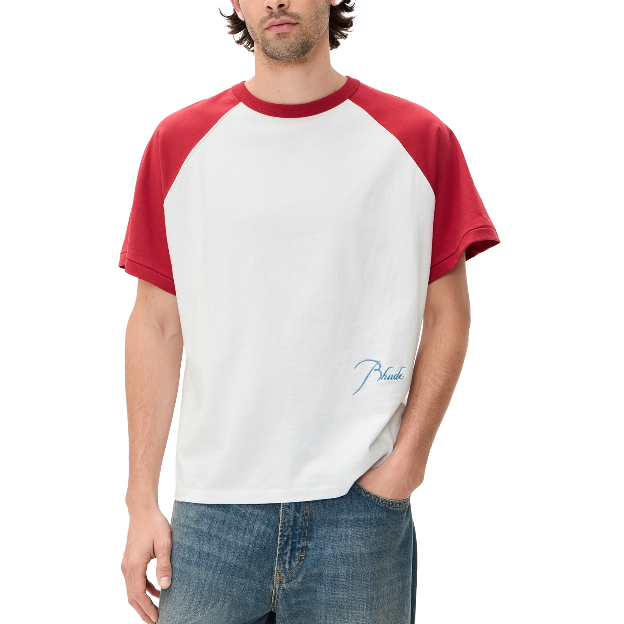 R H U D E Classique Raglan T-Shirt Riviera Red