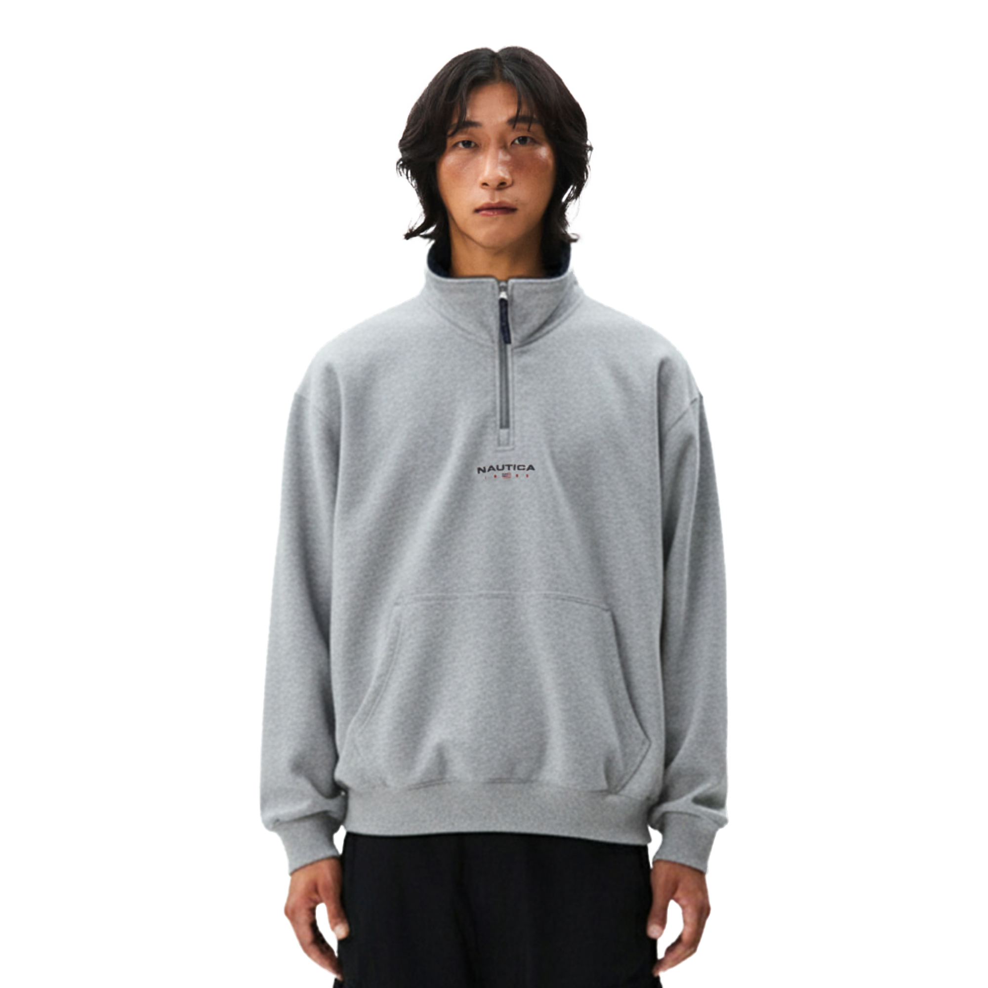 Nautica Korea 83Flag Half-Zip Sweatshirt Melange Grey