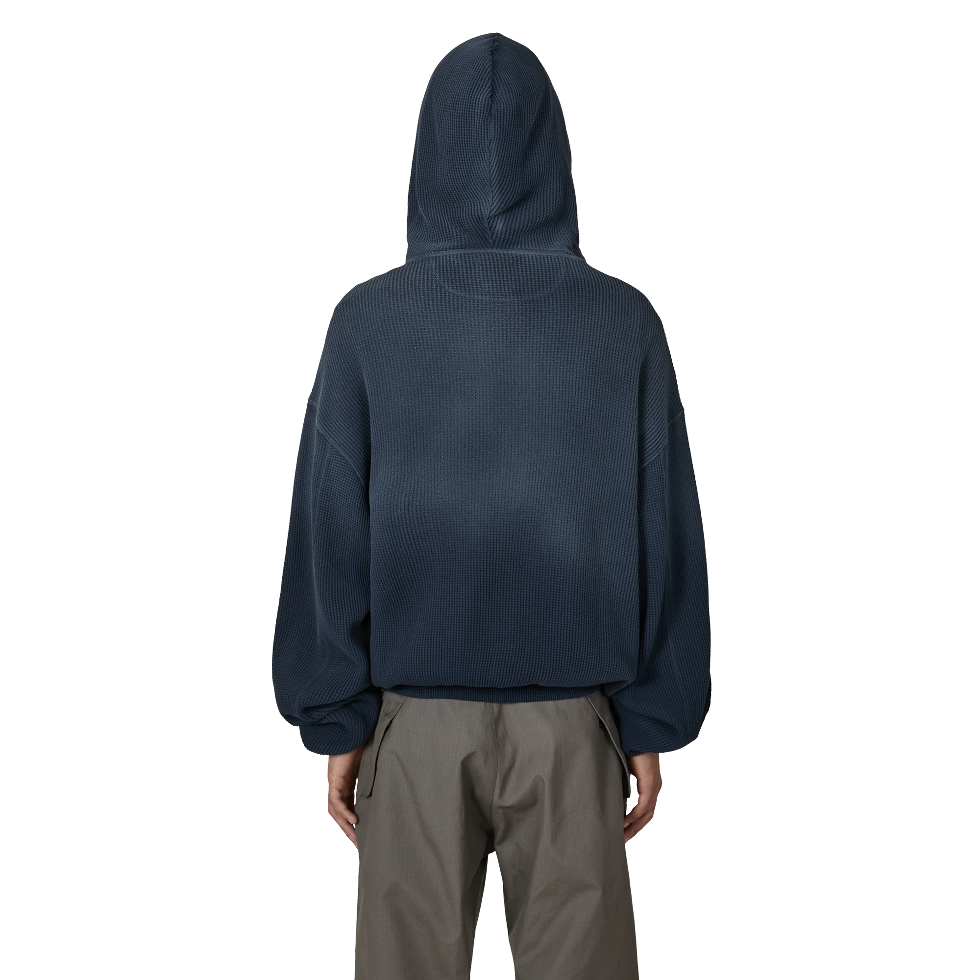 ROA Bee Sun Faded Organic Waffle Zip Up Hoodie Navy