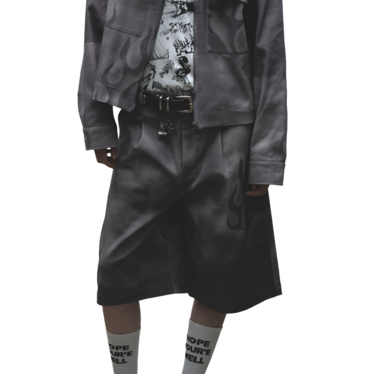 Jungles Jungles Flaming Dolphin Jorts Grey Denim