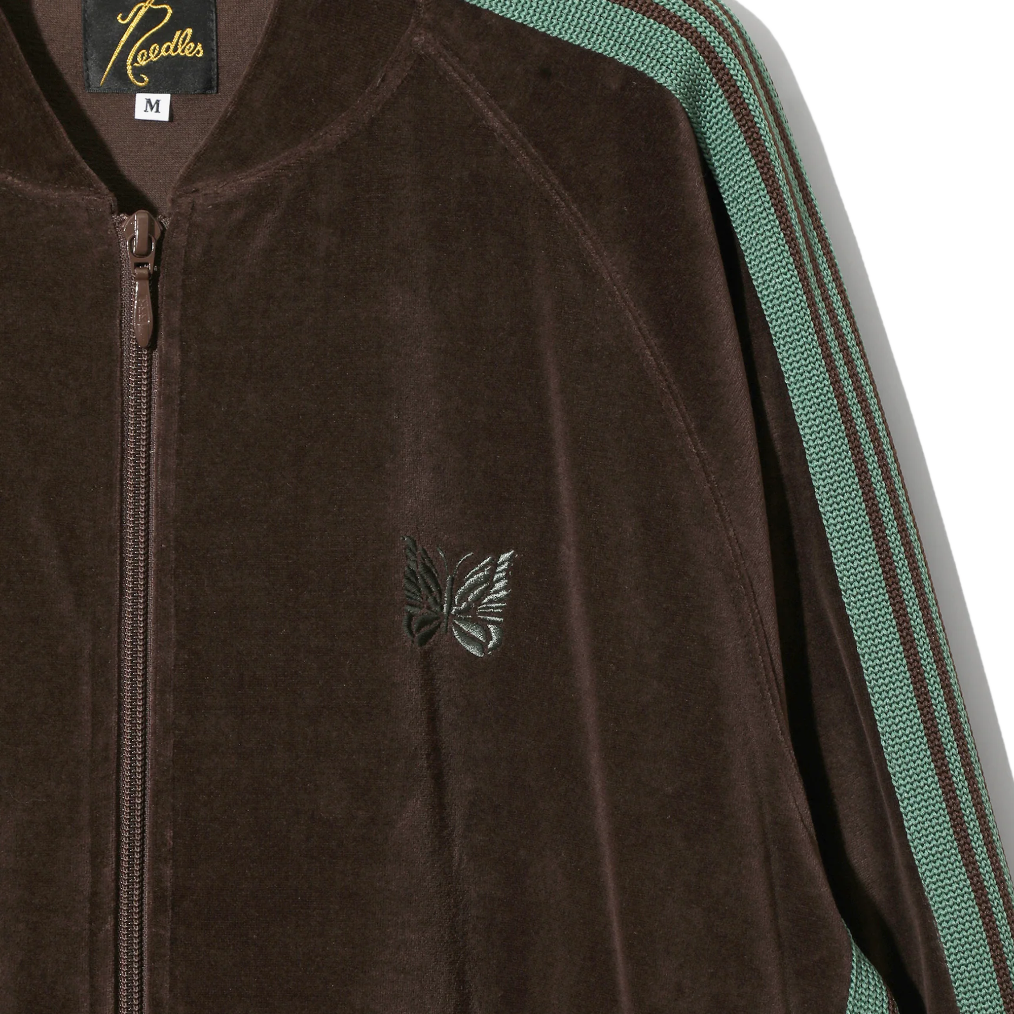Needles Rib Collar Track Jacket C/PE Velour Brown
