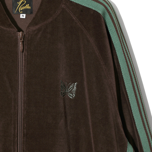 Needles Rib Collar Track Jacket C/PE Velour Brown