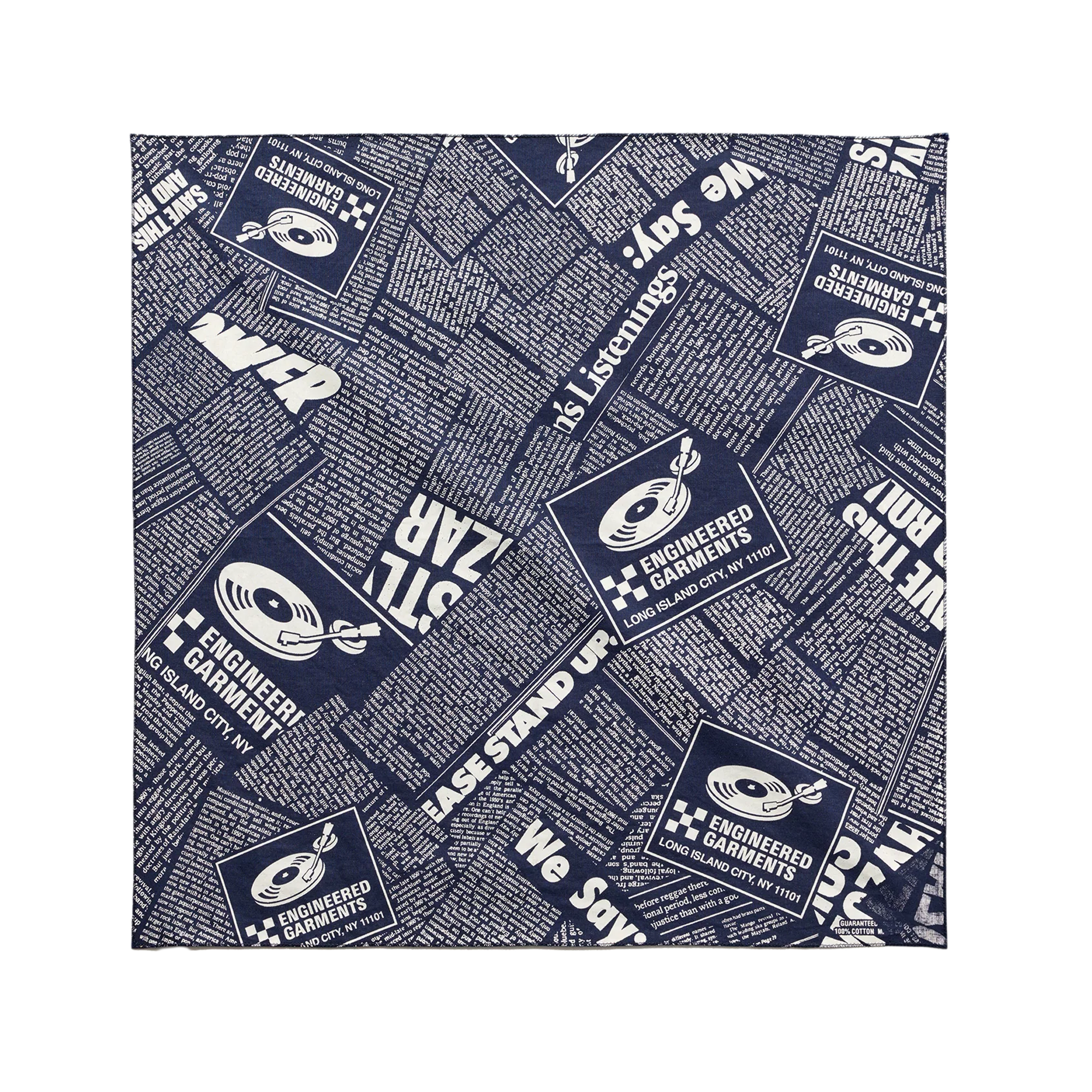 Engineered Garments Printed Bandana Navy News