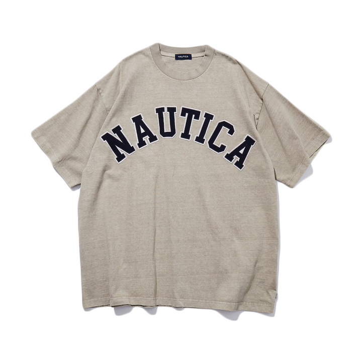 Nautica Japan Garment Pigment Dyed Arch Logo T-Shirt Beige