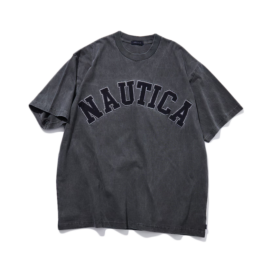 Nautica Japan Garment Pigment Dyed Arch Logo T-Shirt Charcoal