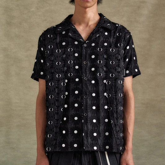 Andersson Bell Half Sheer Flower Shirts Black ATB1276M