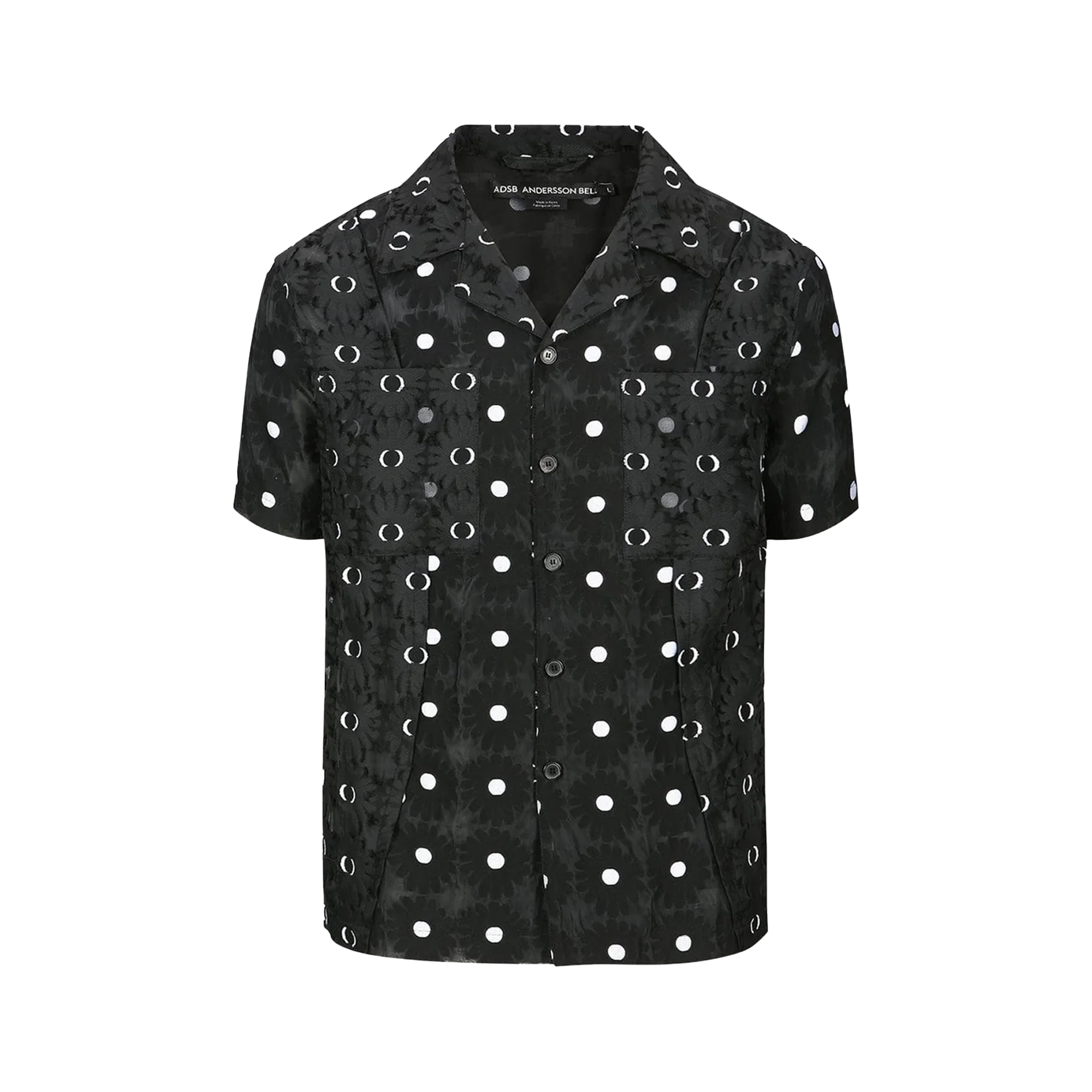 Andersson Bell Half Sheer Flower Shirts Black ATB1276M