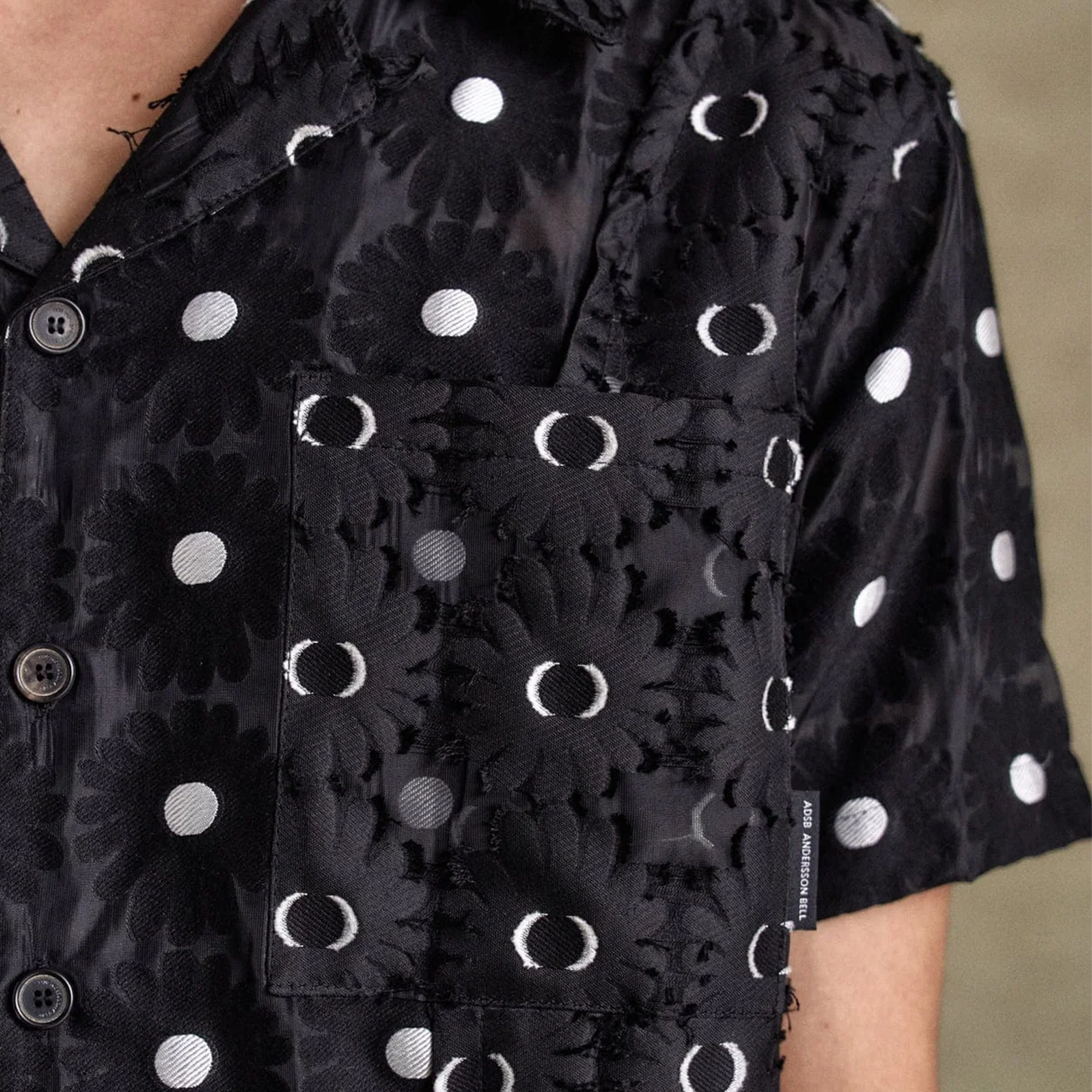 Andersson Bell Half Sheer Flower Shirts Black ATB1276M