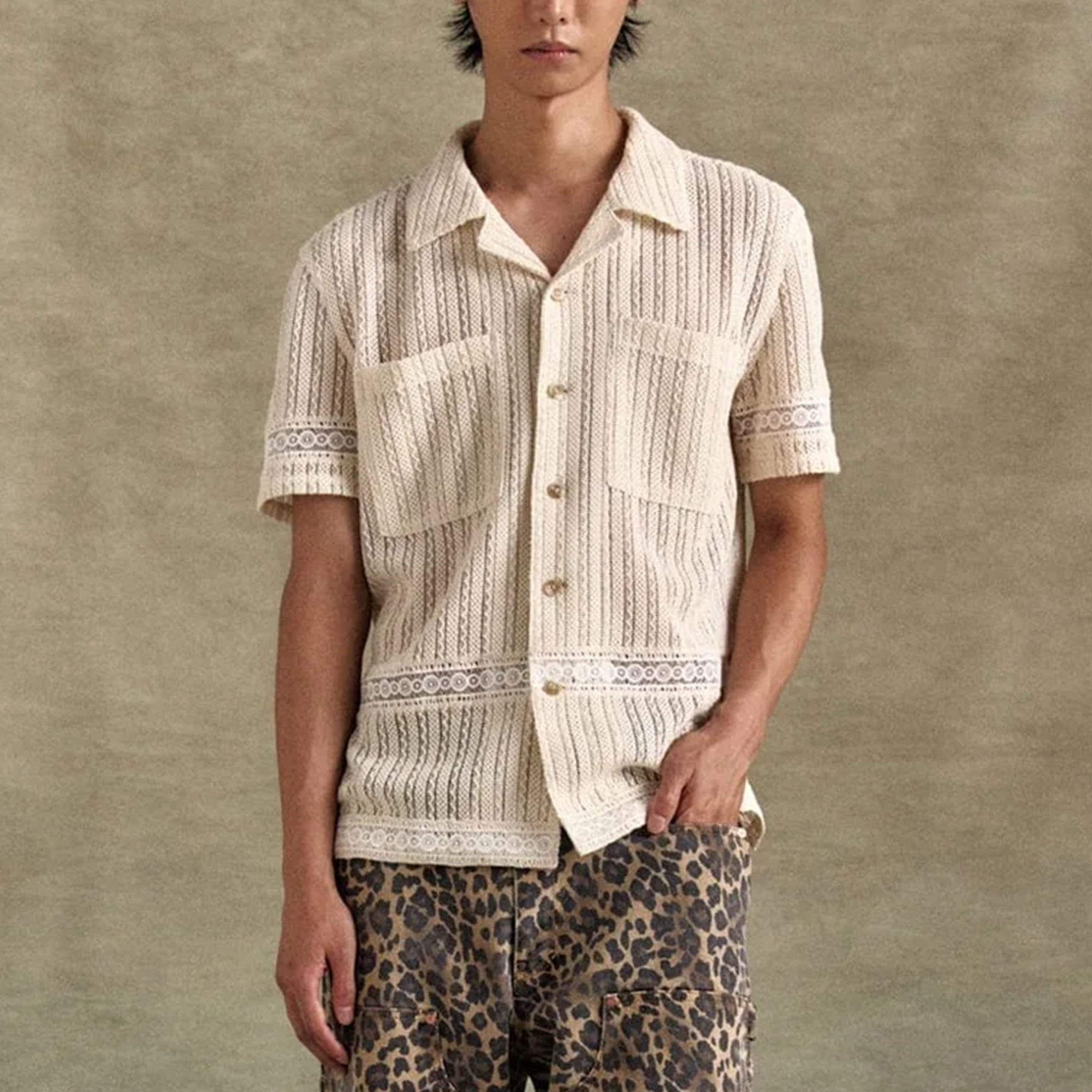 Andersson Bell Jacquard Stripe Shirts Ecru ATB1279M