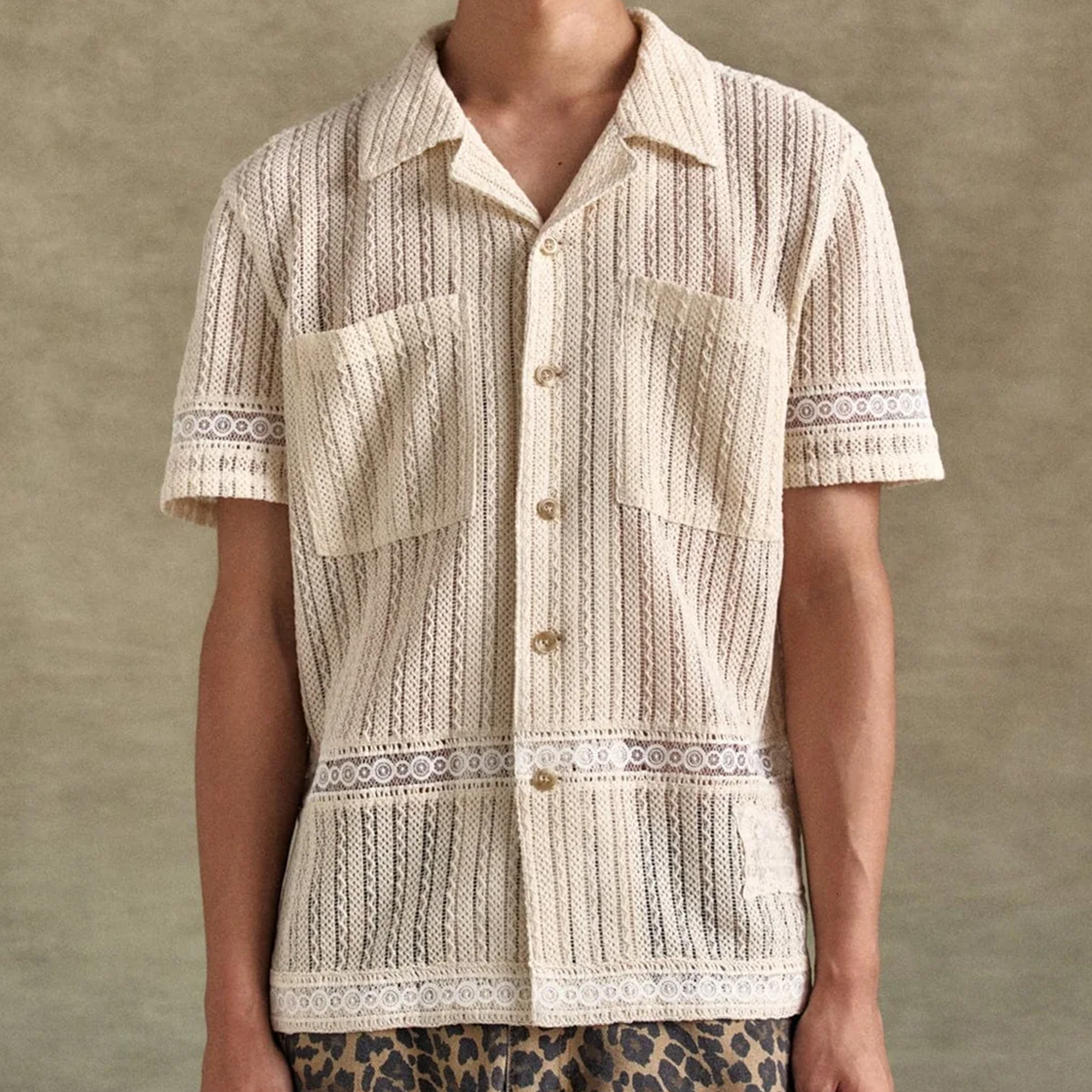 Andersson Bell Jacquard Stripe Shirts Ecru ATB1279M