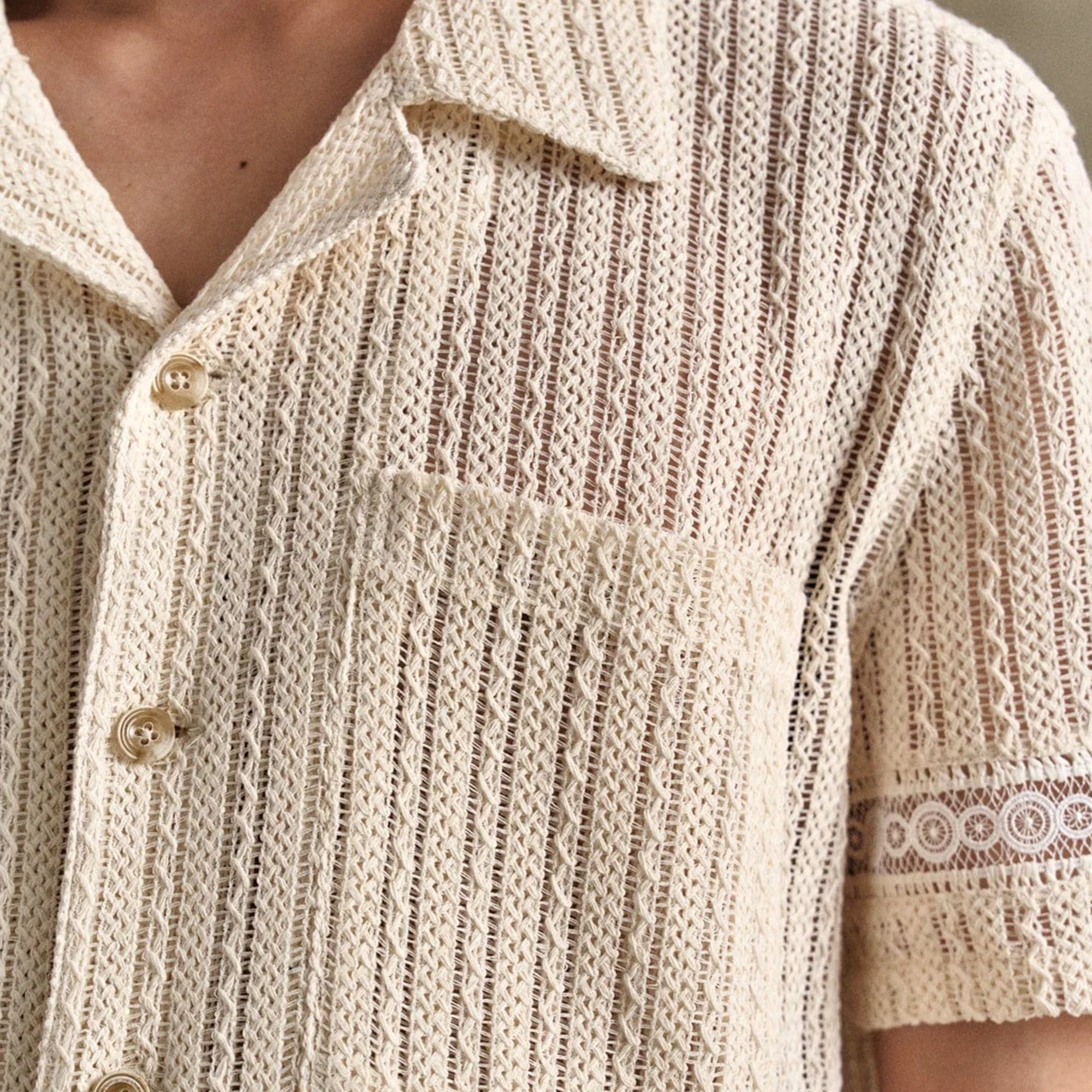 Andersson Bell Jacquard Stripe Shirts Ecru ATB1279M