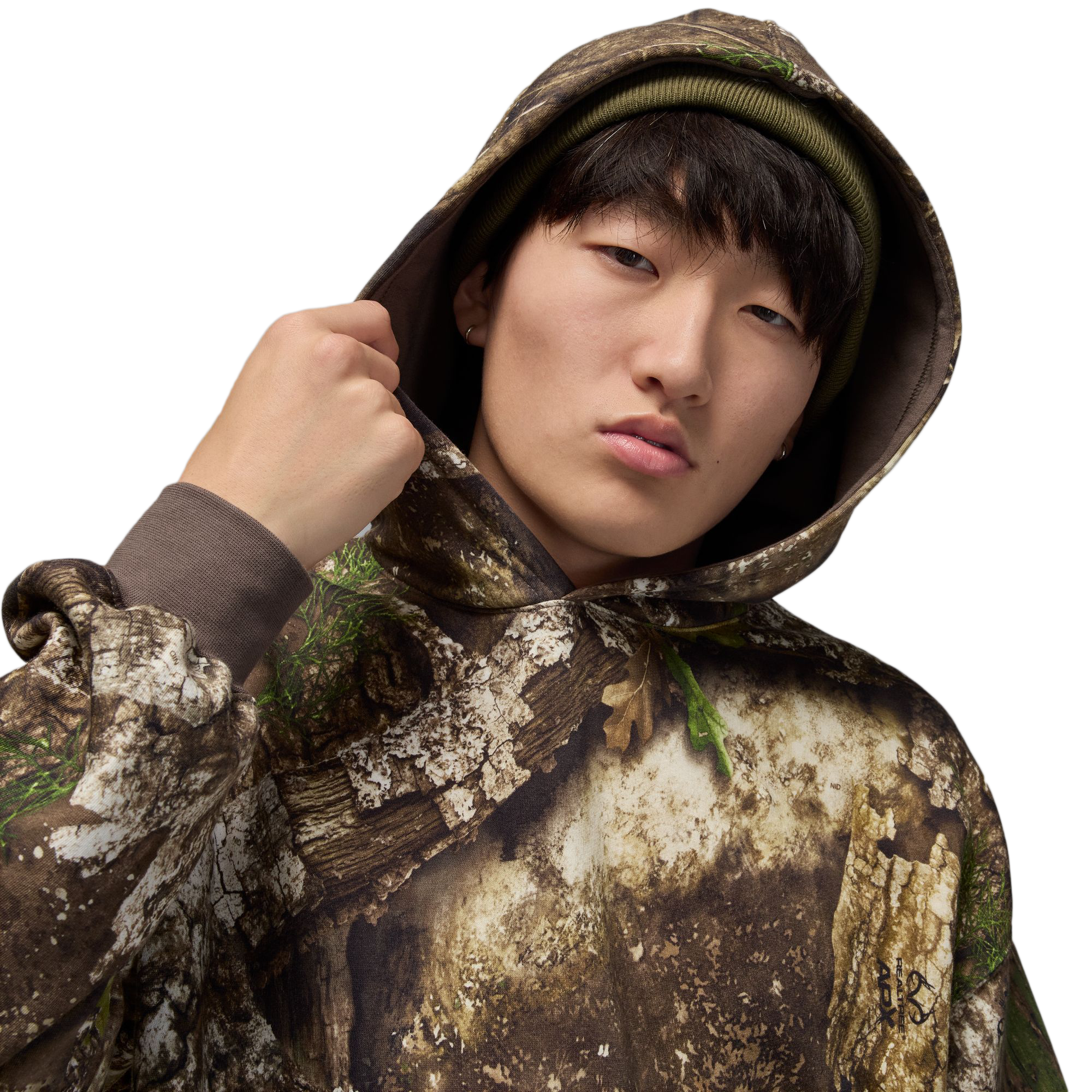 Nike Jordan Brooklyn Fleece Realtree Pullover Hoodie Medium Olive/Sail HV1860-222