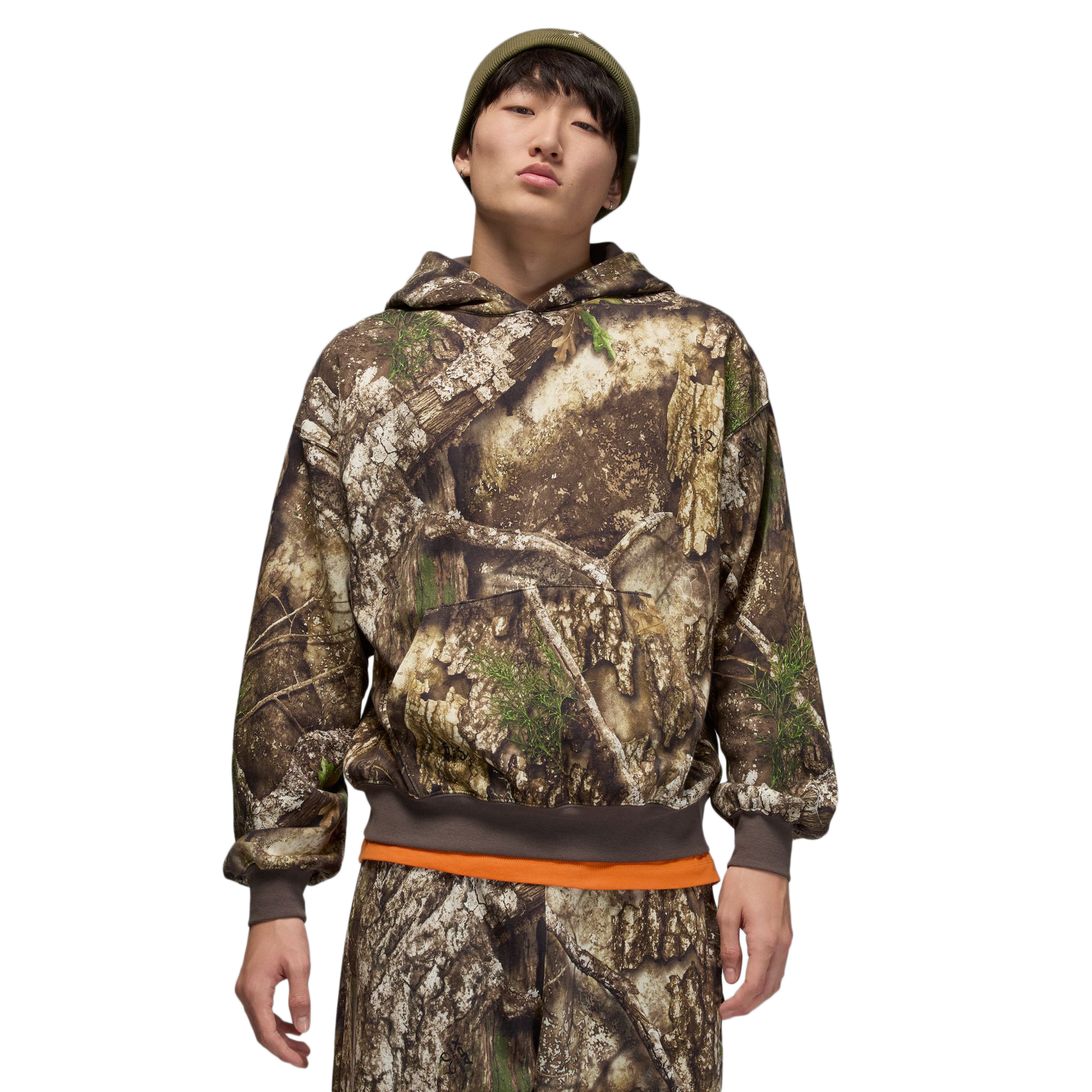 Nike Jordan Brooklyn Fleece Realtree Pullover Hoodie Medium Olive/Sail HV1860-222