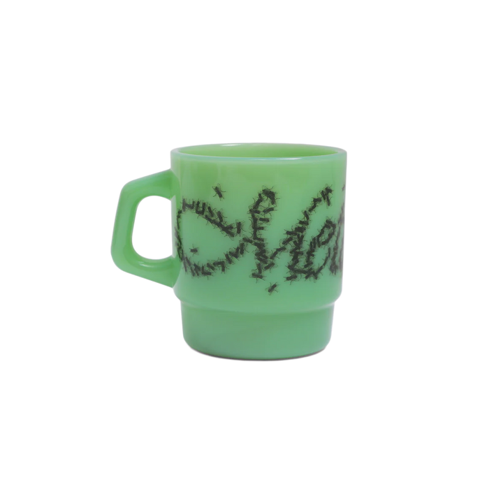 Metalwood Flies Milk Glass Mug Jade