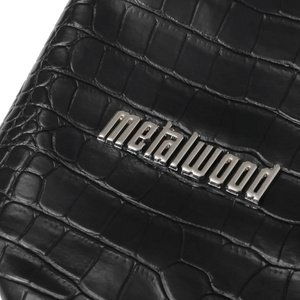 Metalwood Metal Logo Stud Croc Tote Black