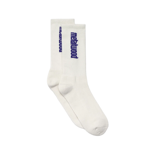 Metalwood Metal Logo Crew Sock White