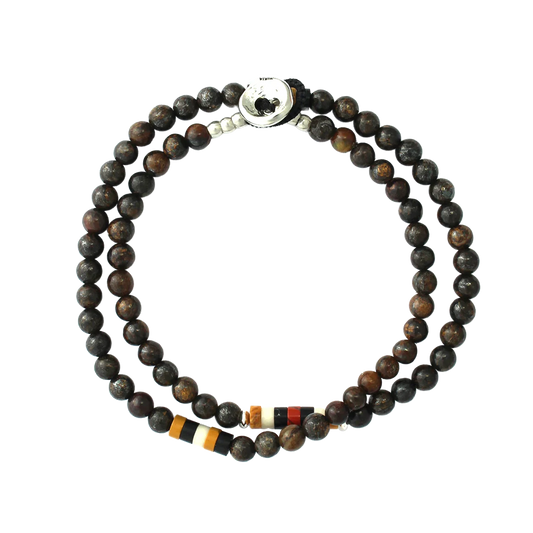 Mikia 4mm Stone Double Wrap Bracelet Bronzite