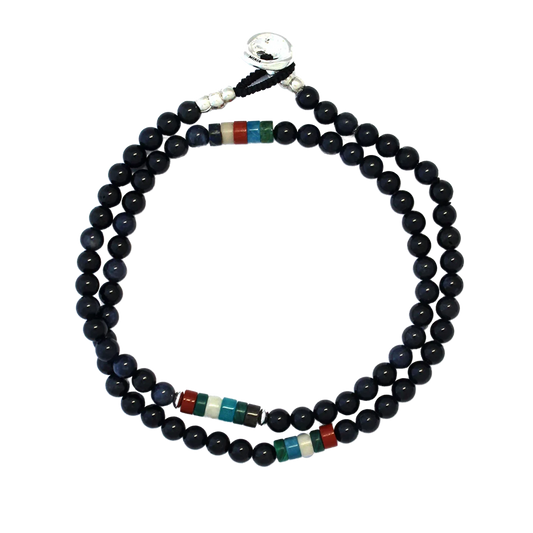 Mikia 4mm Stone Double Wrap Bracelet Sapphire