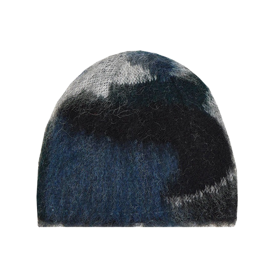 and wander Mix Color Shaggy Knit Cap Black Mix