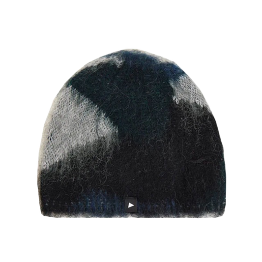 and wander Mix Color Shaggy Knit Cap Black Mix