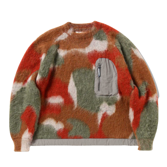 and wander Mix Color Shaggy Knit Sweater Brown Mix