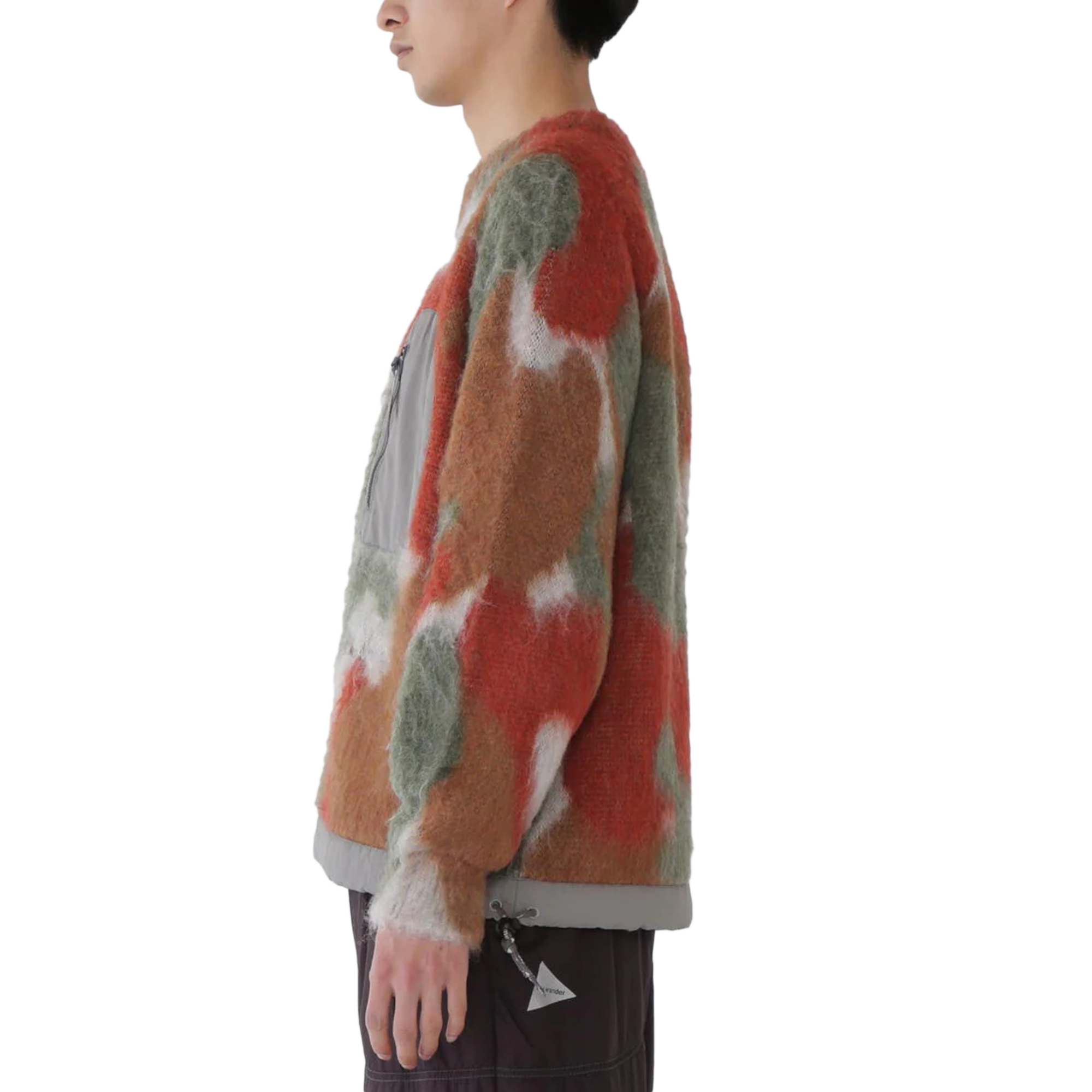 and wander Mix Color Shaggy Knit Sweater Brown Mix