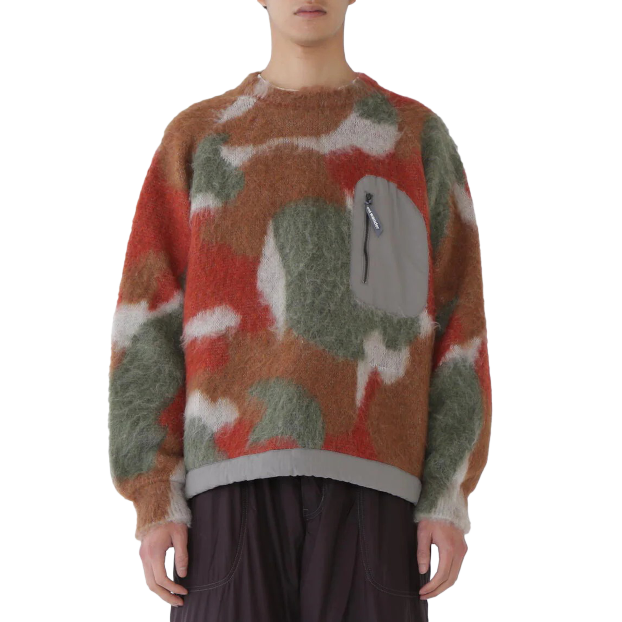 and wander Mix Color Shaggy Knit Sweater Brown Mix