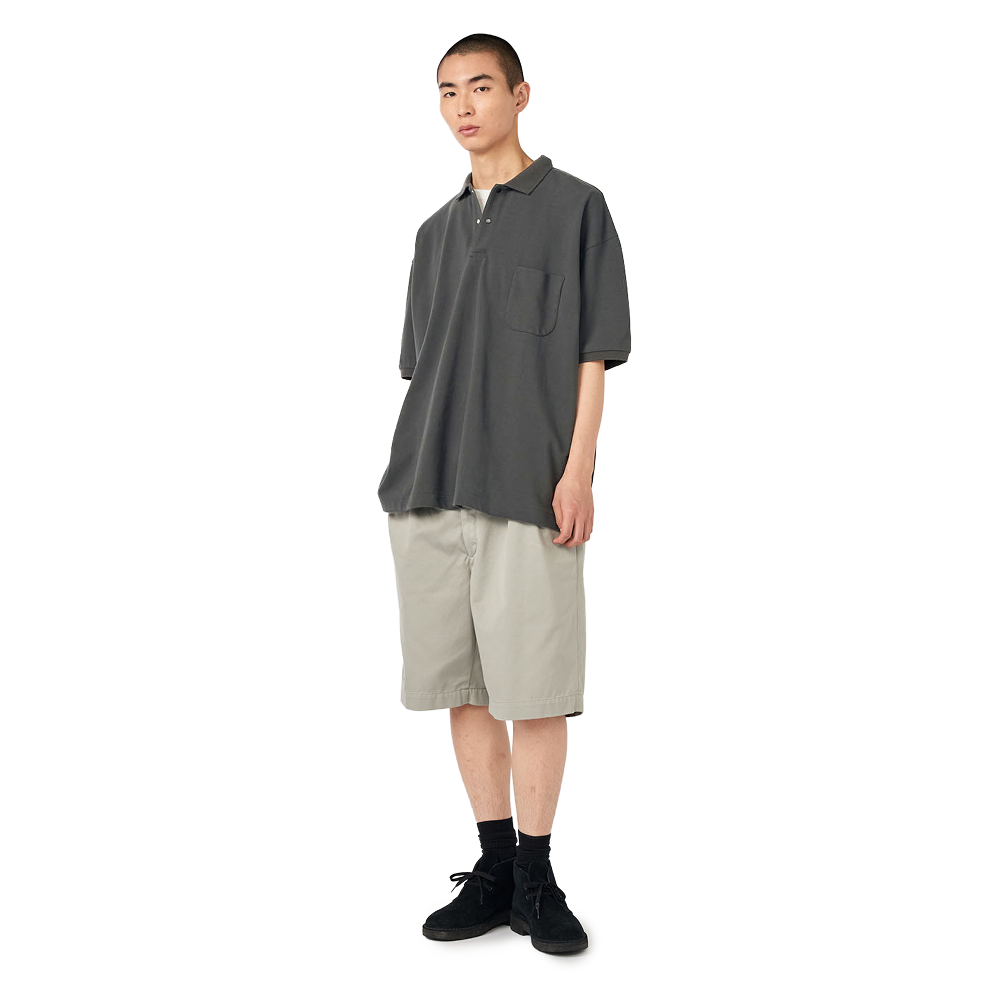 nanamica Short Sleeve Polo Shirt Charcoal