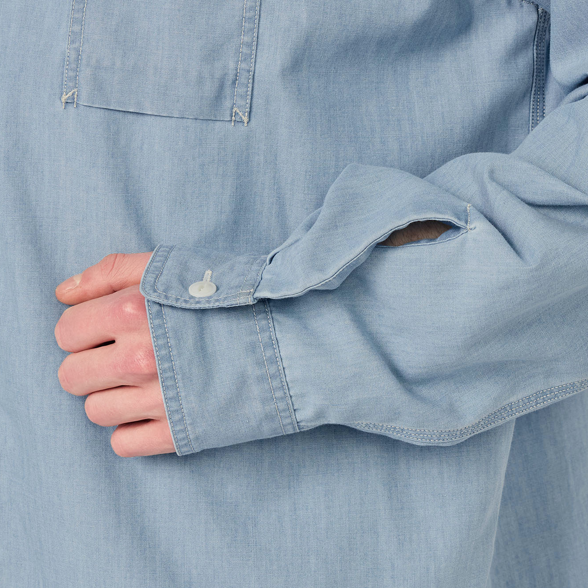 nanamica Regular Collar Chambray Shirt Light Indigo