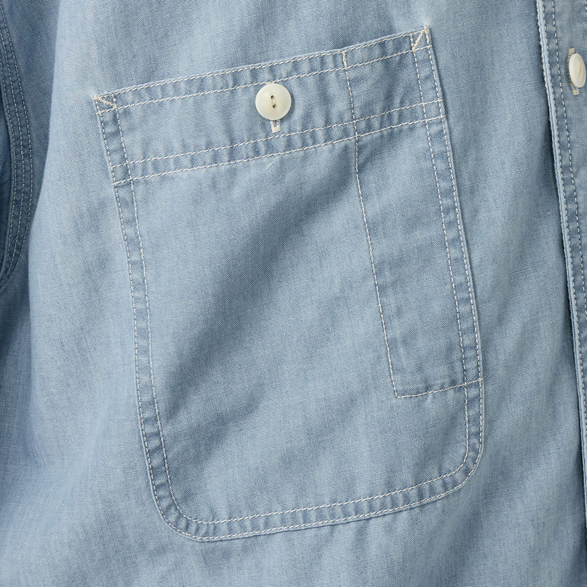 nanamica Regular Collar Chambray Shirt Light Indigo