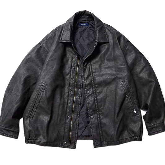 Nautica Japan Faded Faux Leather Blouson Black
