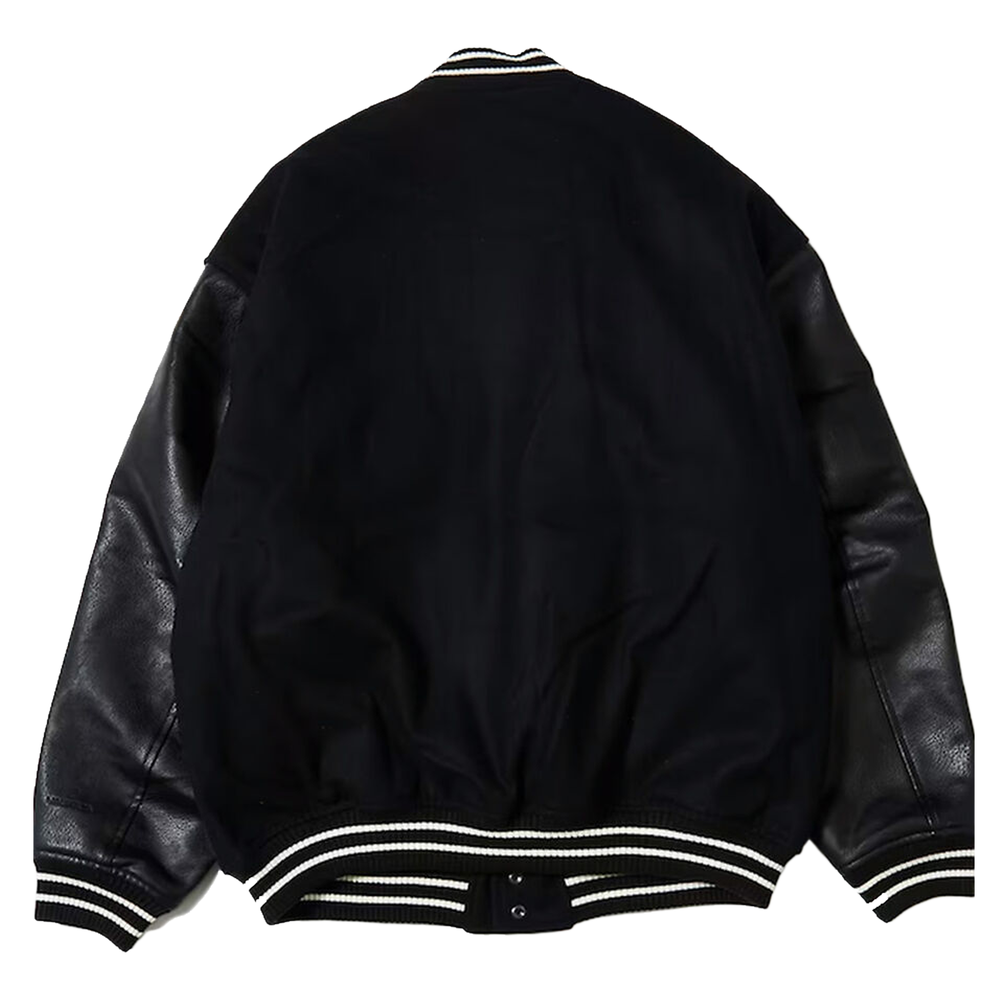 Nautica Japan Melton Stadium Letterman Jacket Black