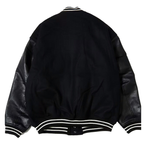 Nautica Japan Melton Stadium Letterman Jacket Black