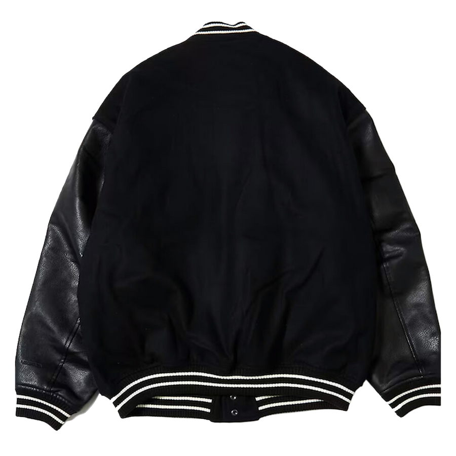 Nautica Japan Melton Stadium Letterman Jacket Black