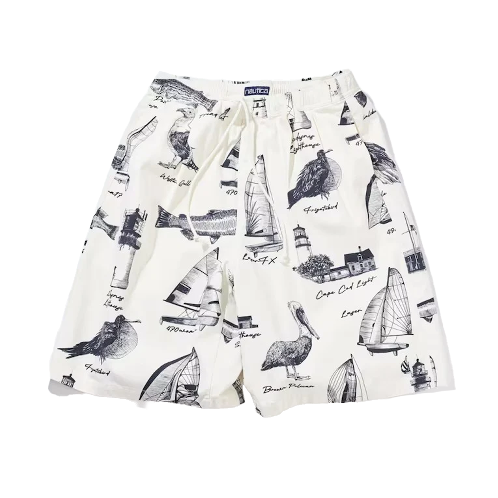 Nautica Japan All-Over Ocean Print Shorts Off White