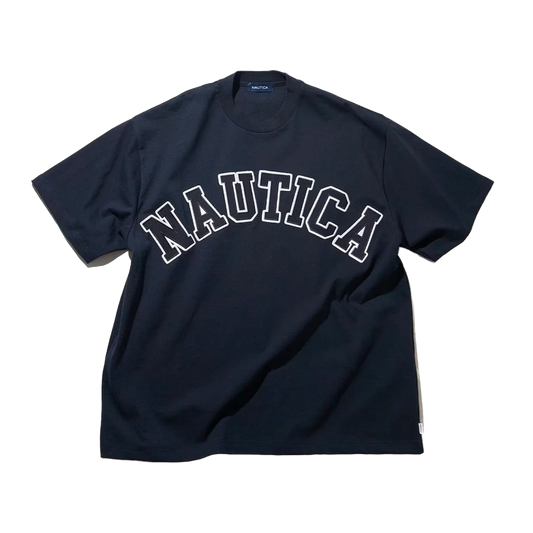 Nautica Japan Arch Logo Piece Dyed T-Shirt Navy