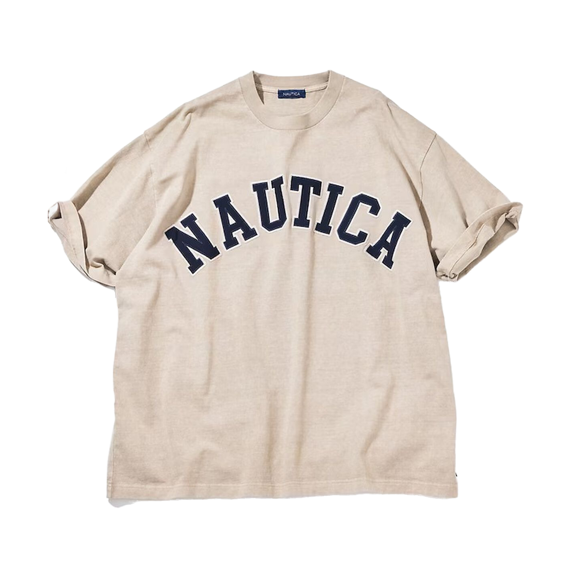Nautica Japan Arch Logo Pigment Dyed T-Shirt Beige