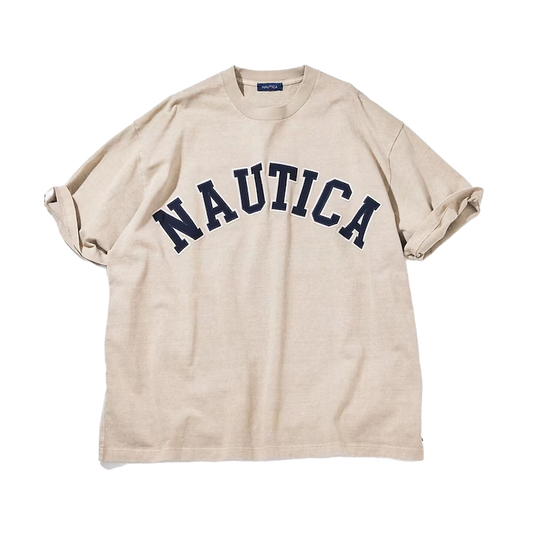 Nautica Japan Arch Logo Pigment Dyed T-Shirt Beige